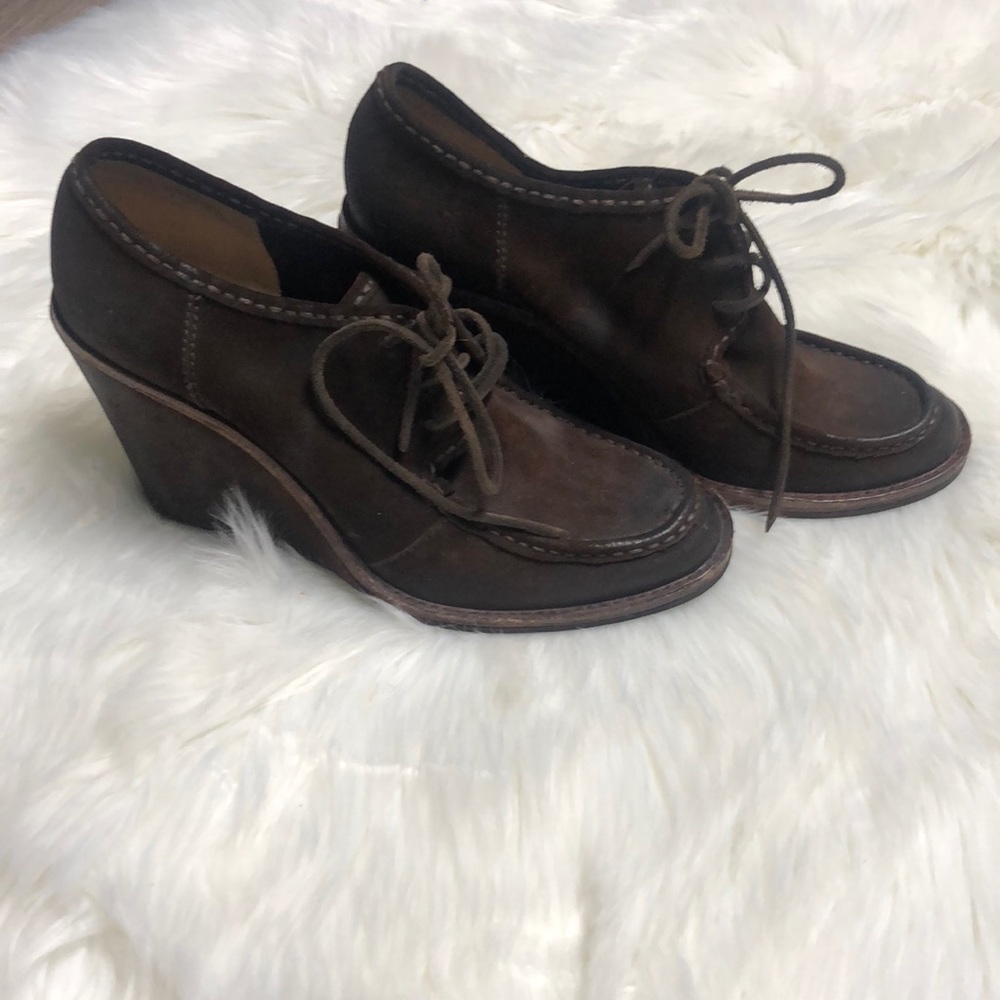 Suede leather wedge booties. Brand new with tags
